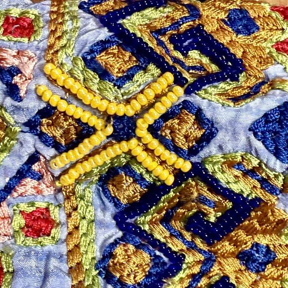 Anthropologie Bhanuni by Jyoti Womens Linne Embroidered Beaded Blue Dress Medium - Picture 12 of 13